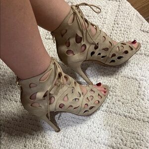 Aldo brand Elegant Beige Lace-Up Heels